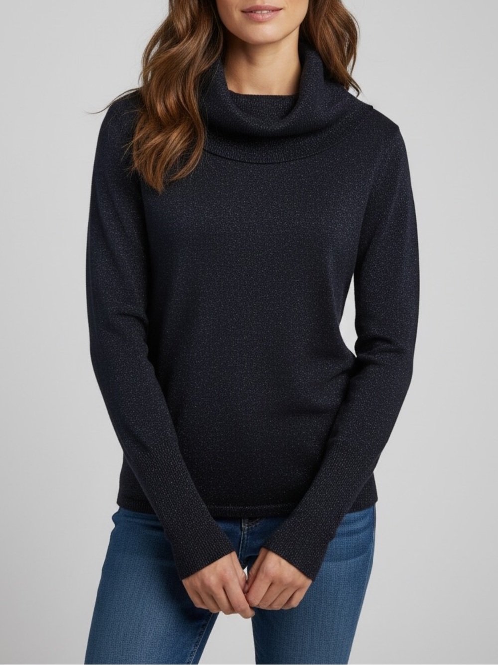 Calvin Klein Metallic Shimmer Cowl Neck Sweater Size M